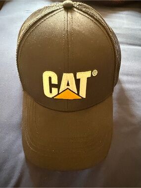 Caterpillar Black Mesh Trucker Hat with Yellow Logo
